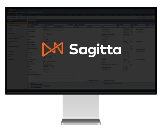 Sagitta screen with logo
