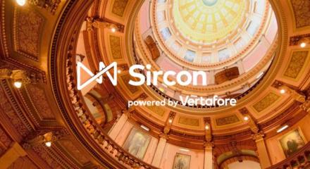 Sircon for States logo over a government building