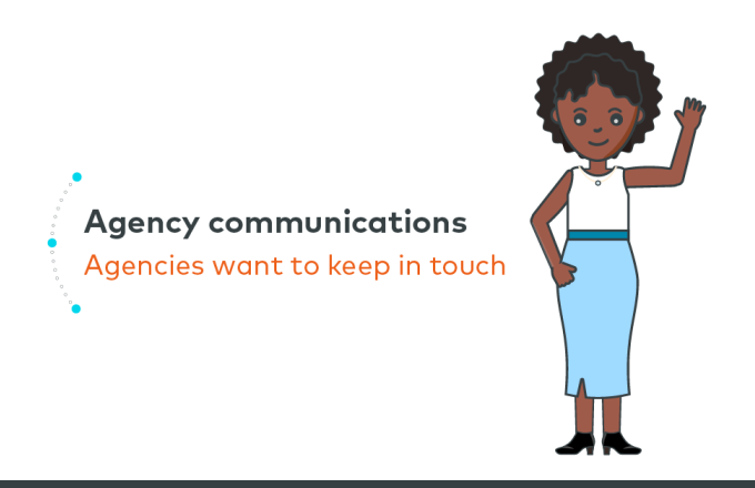 animated woman waving and standing next to blog title