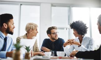 Vertafore community at a desk