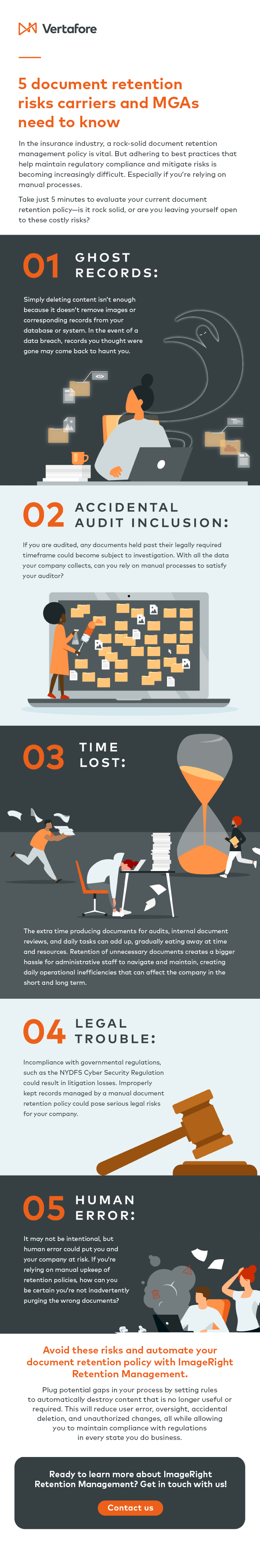 5 document retention risks carriers and MGAs need to know - infographic