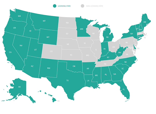 Licensing states map