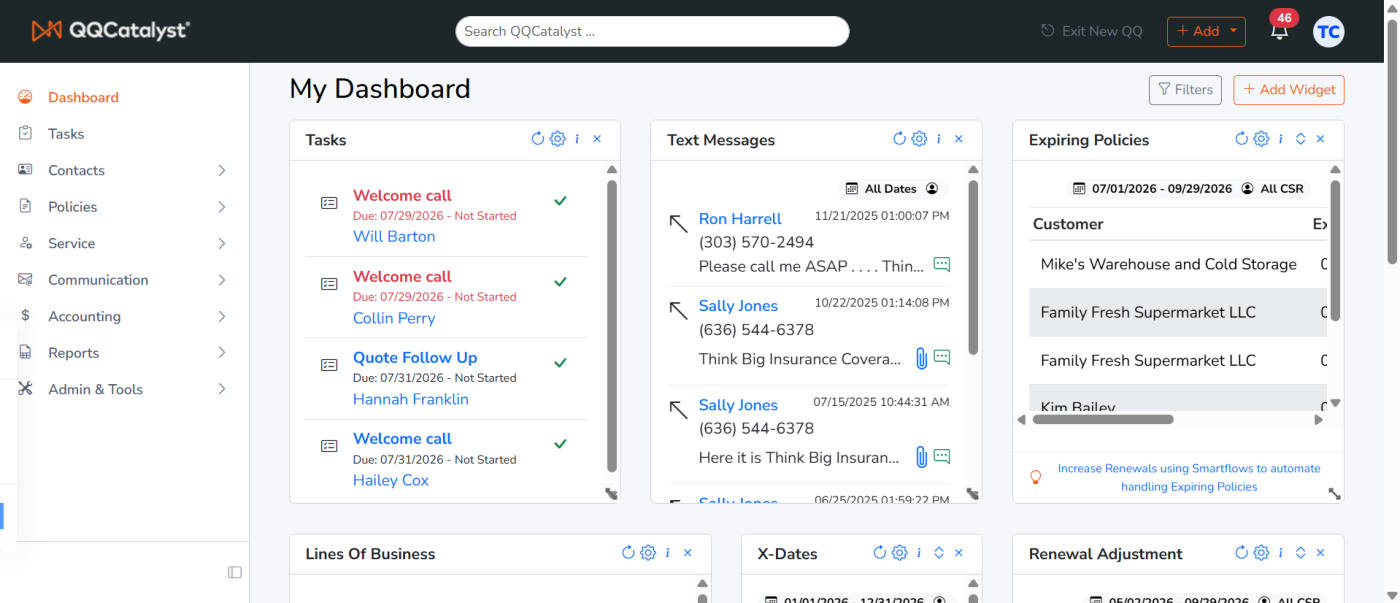 New QQCatalyst dashboard