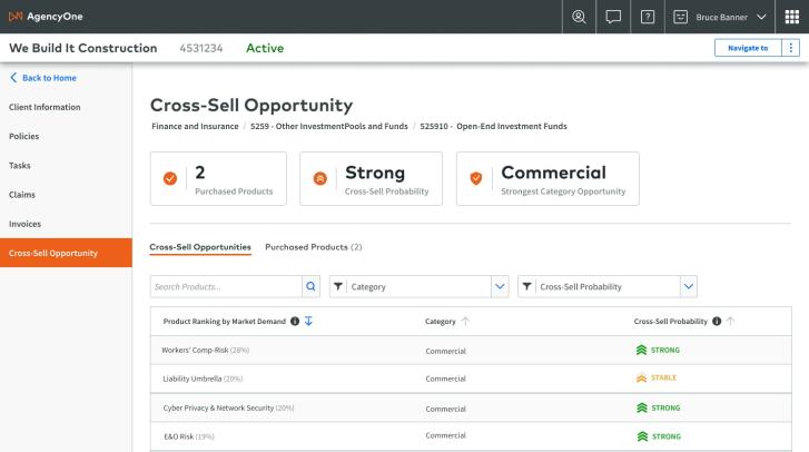 AgencyOne cross sell feature screenshot
