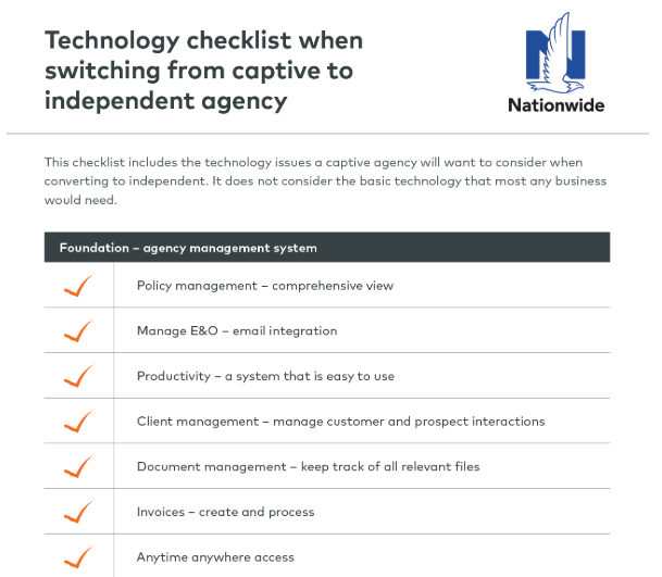 Nationwide technology checklist